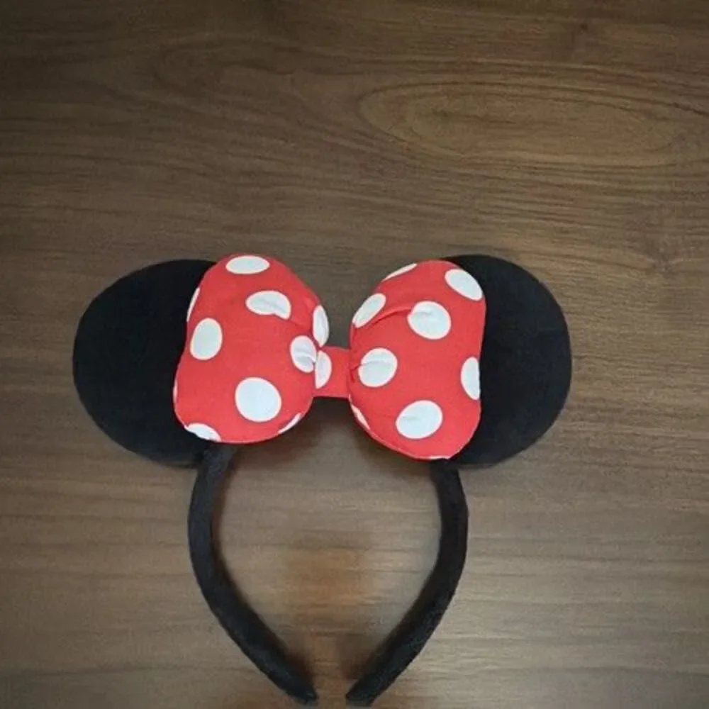 MINNIE MOUSE Red  White Polka Dot PUFFY  BOW Ears Headband  Costume No Logo